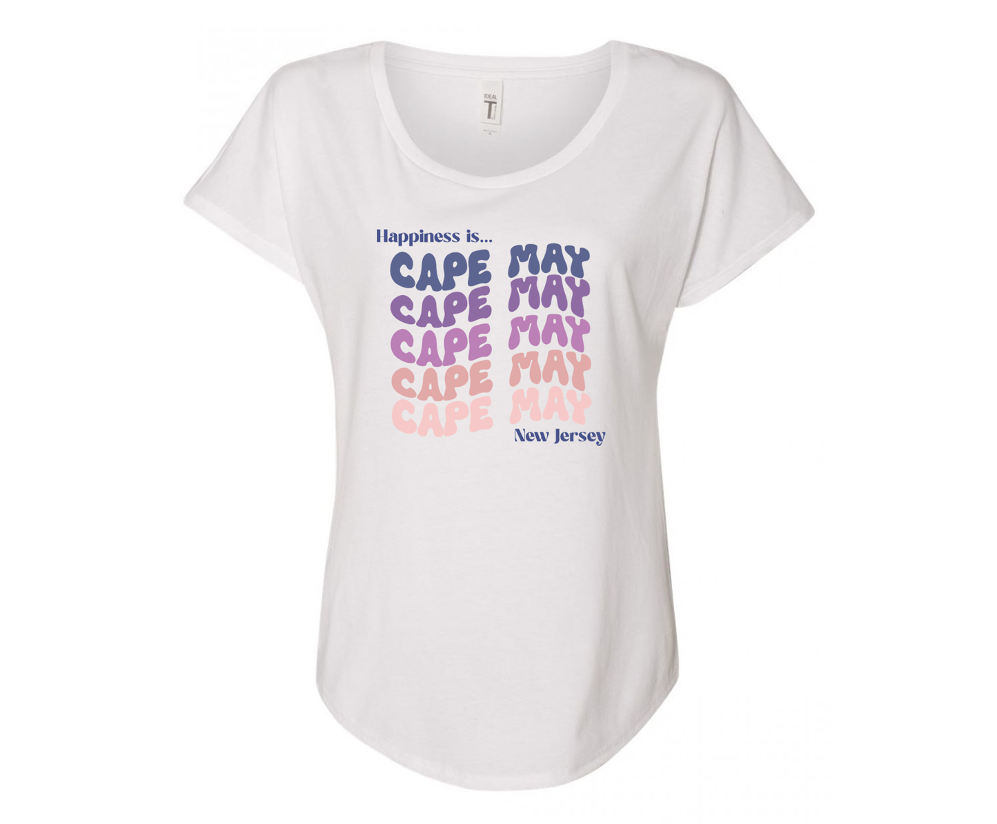 Happiness is Cape May Ladies Tee Shirt - White