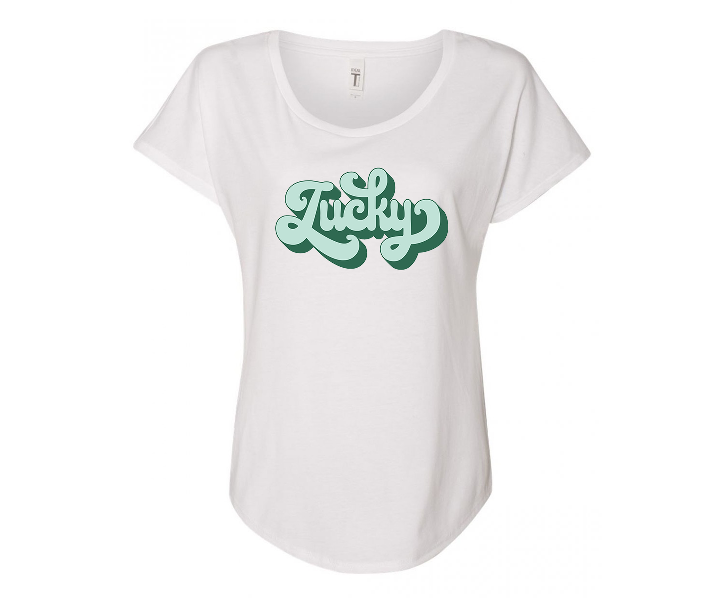 Lucky Ladies Tee Shirt - In Grey & White