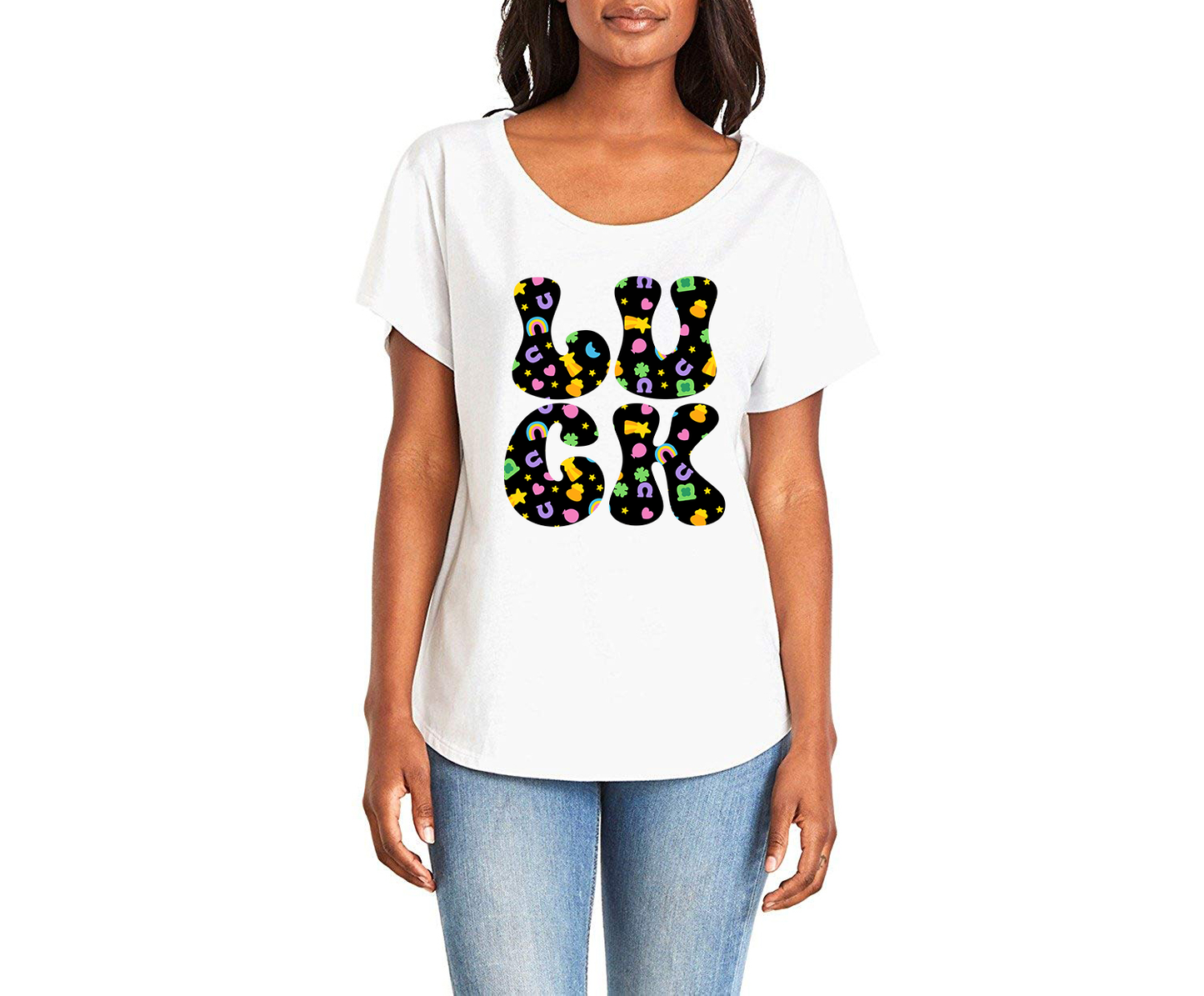 Luck & Lucky Charms Ladies Tee Shirt - In Grey & White