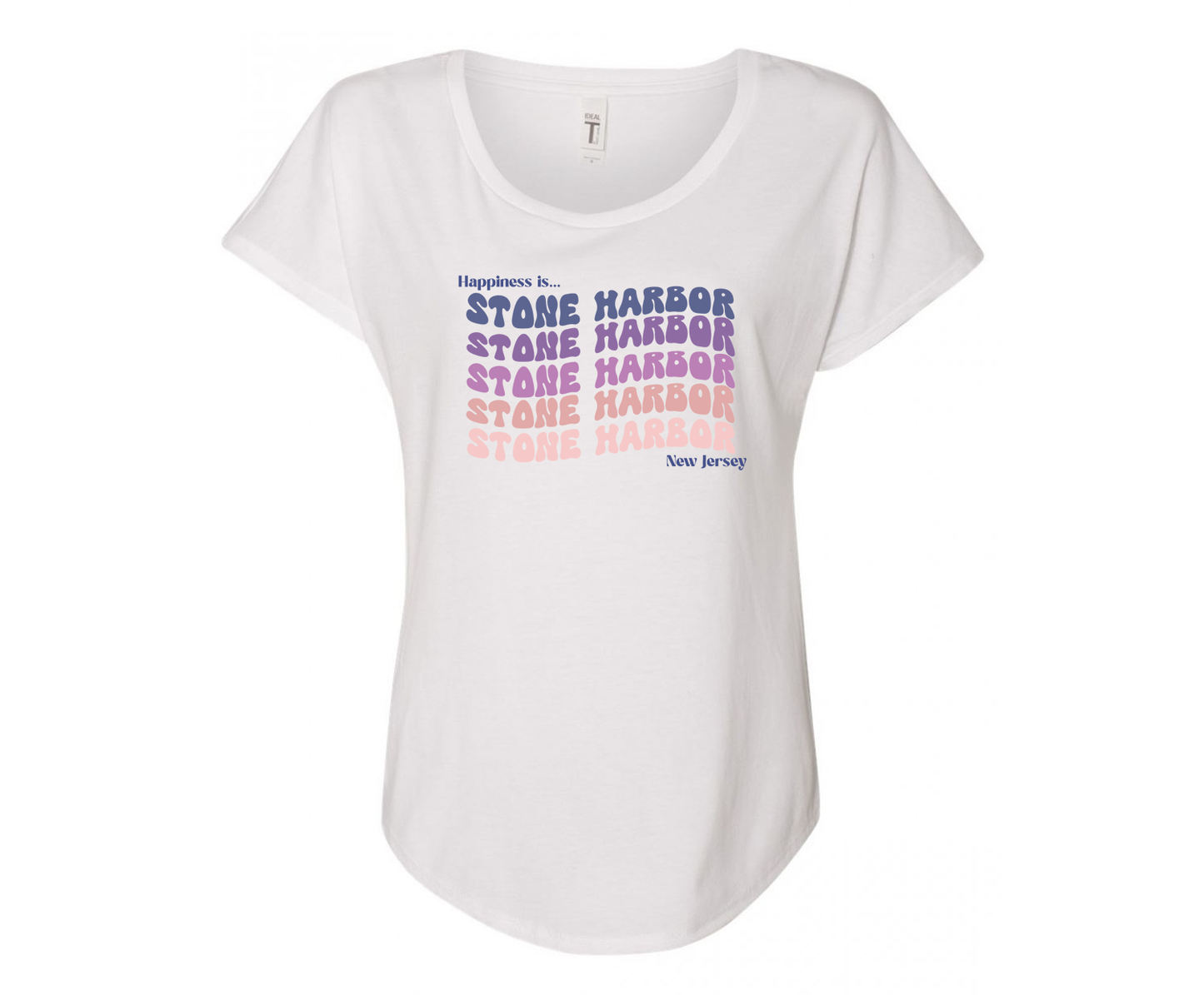 Happiness is Stone Harbor Ladies Tee Shirt - White