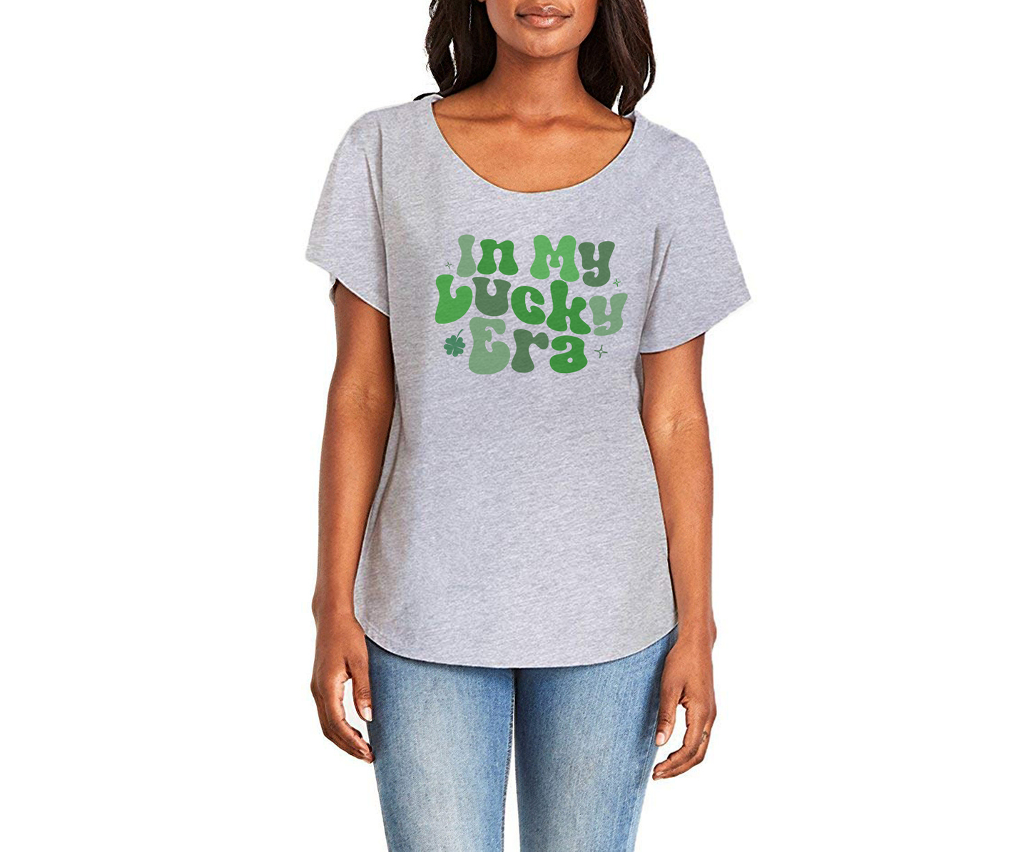 In My Lucky Era Ladies Tee Shirt - In Grey & White