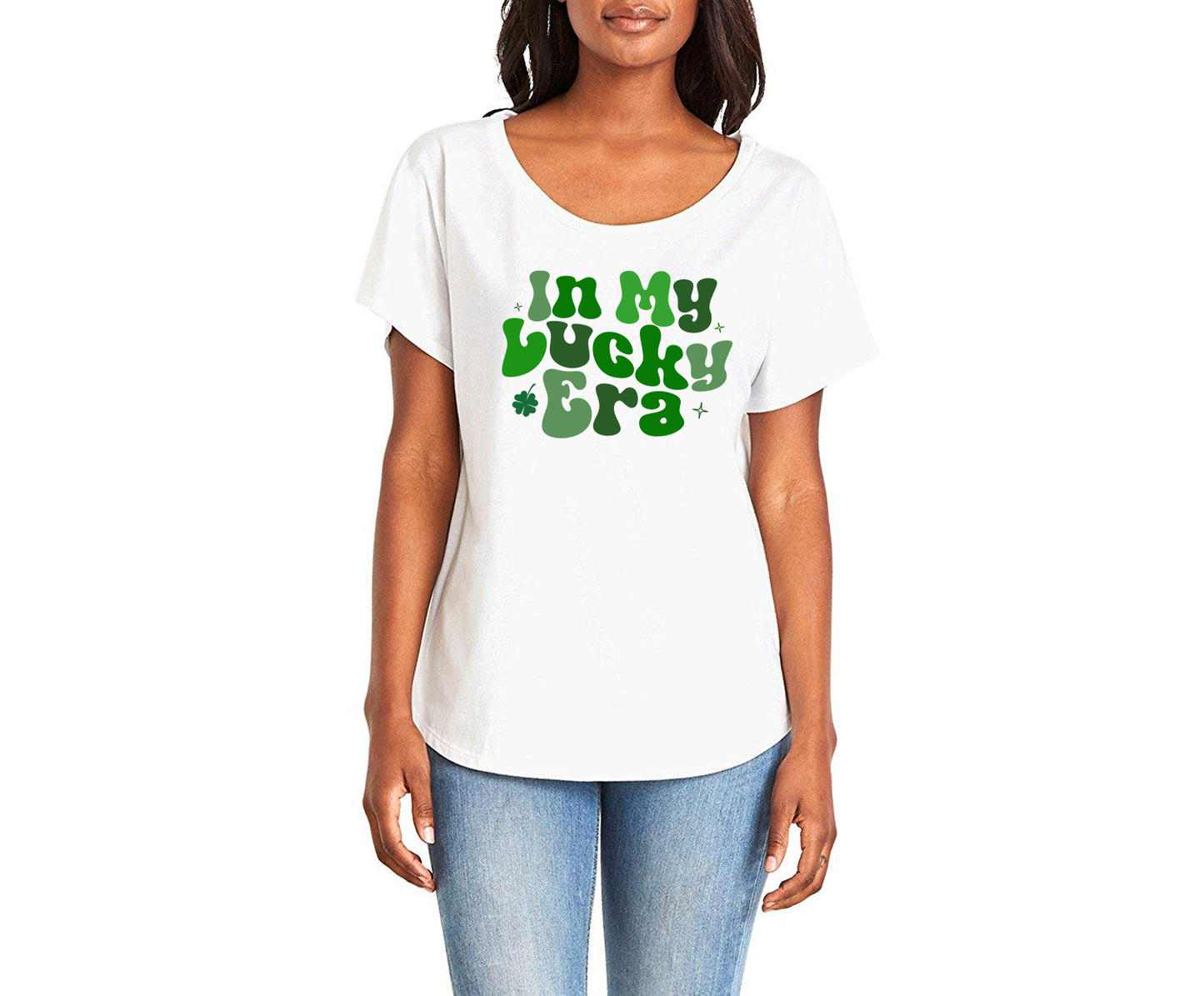 In My Lucky Era Ladies Tee Shirt - In Grey & White