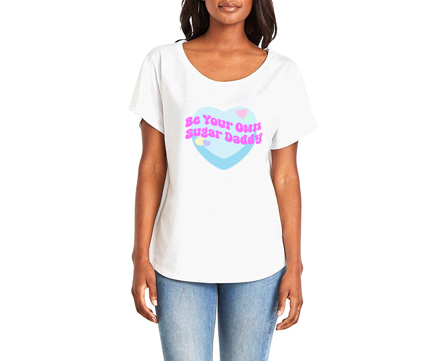 Be Your Own Sugar Daddy Ladies Tee Shirt - In Grey & White