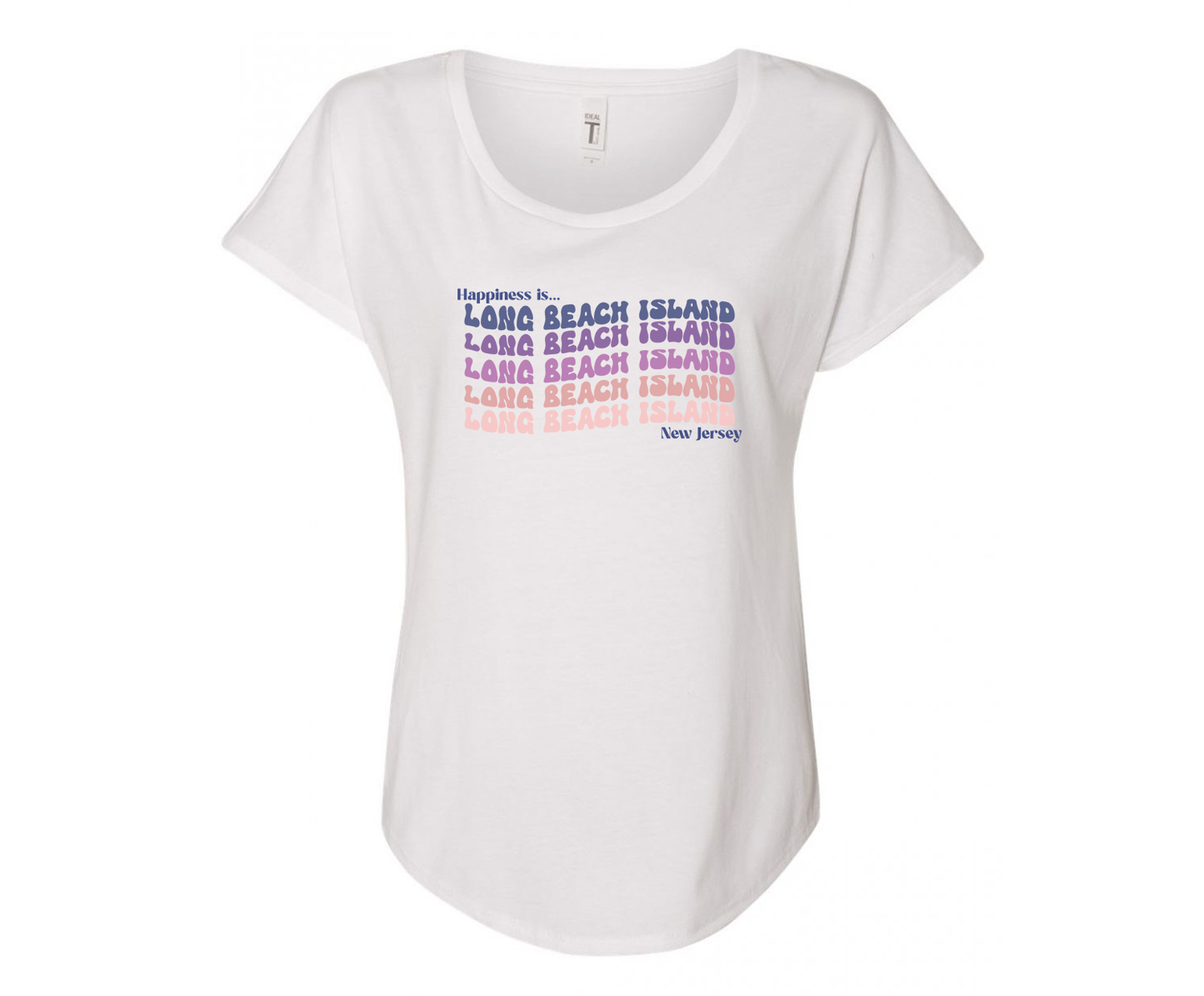 Happiness is Long Beach Island Ladies Tee Shirt - White