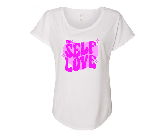 More Self Love Heart Ladies Tee Shirt - In Grey & White