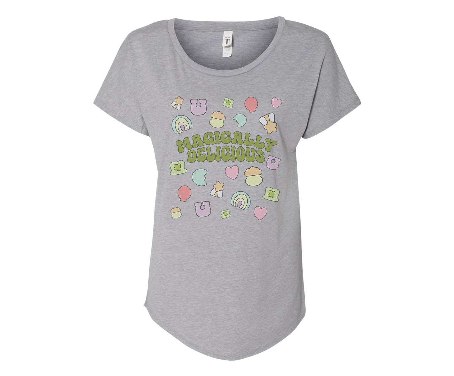 Magically Delicious Lucky Charms Ladies Tee Shirt - In Grey & White