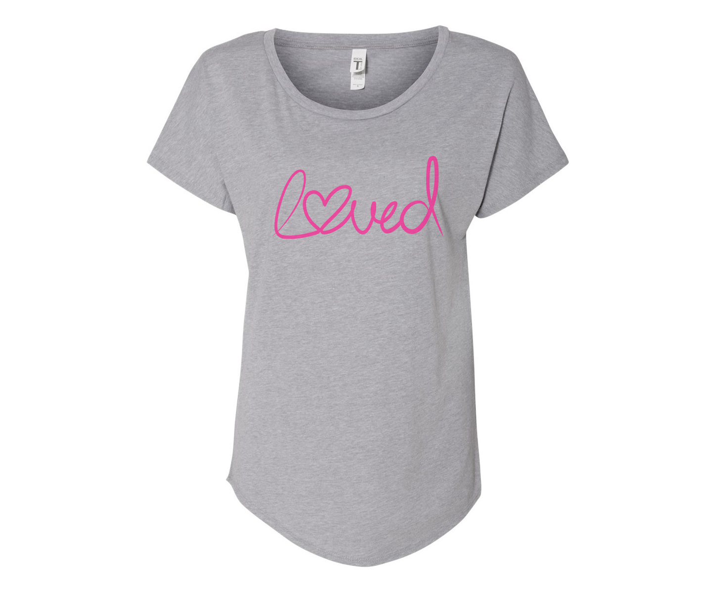 Loved Heart Ladies Tee Shirt - In Grey & White