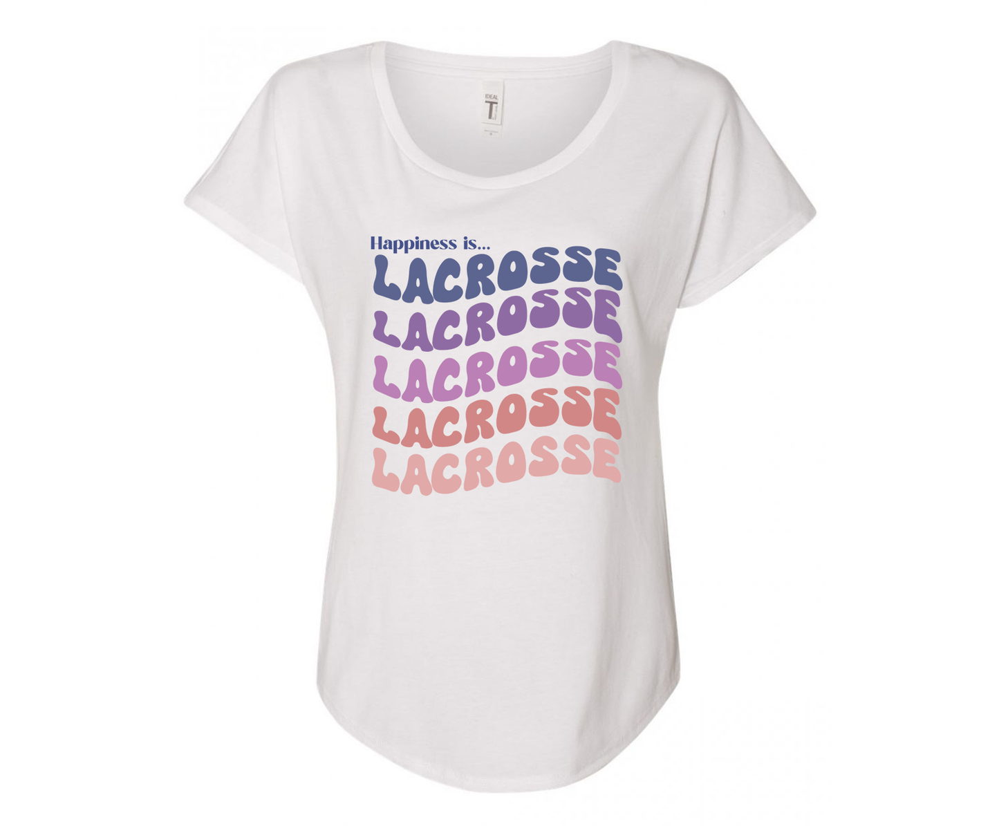 Happiness is Lacrosse Ladies Tee Shirt - In White & Grey