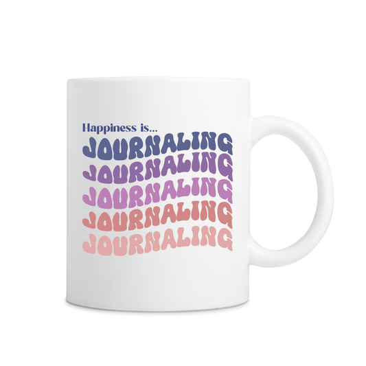 Happiness Is Journaling Mug - White