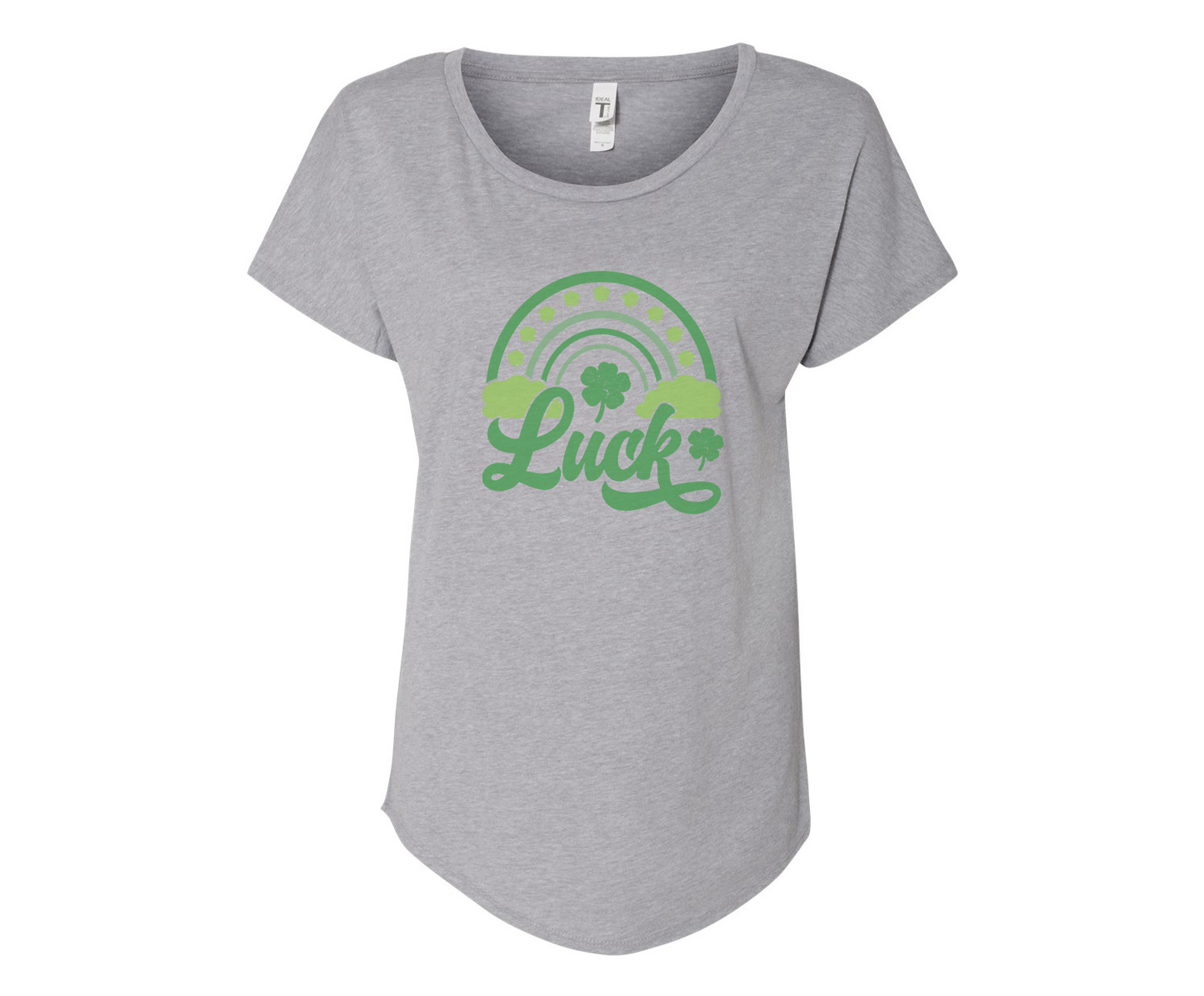 Rainbow Luck Ladies Tee Shirt - In Grey & White