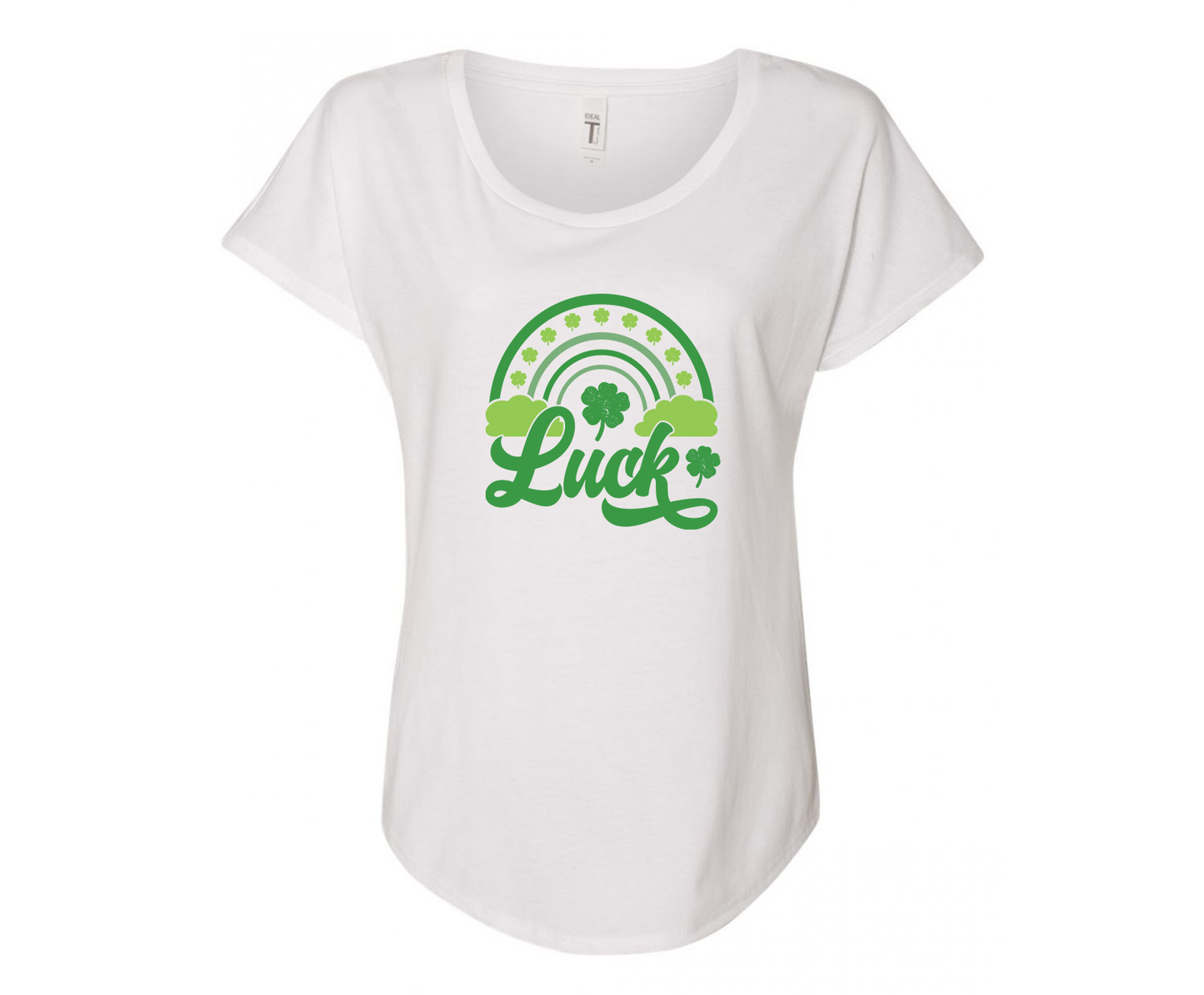 Rainbow Luck Ladies Tee Shirt - In Grey & White