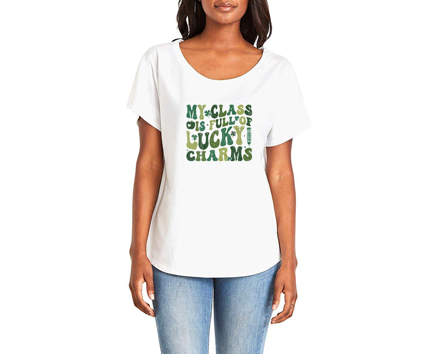 My Class Is Full Of Lucky Charms Ladies Tee Shirt - In Grey & White