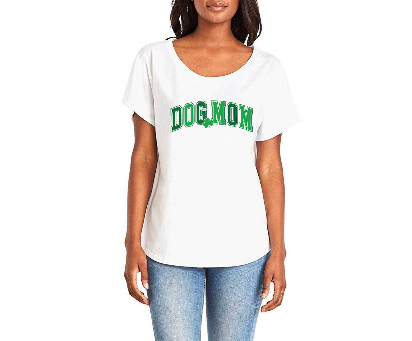 Dog Mom Irish Ladies Tee Shirt - In Grey & White