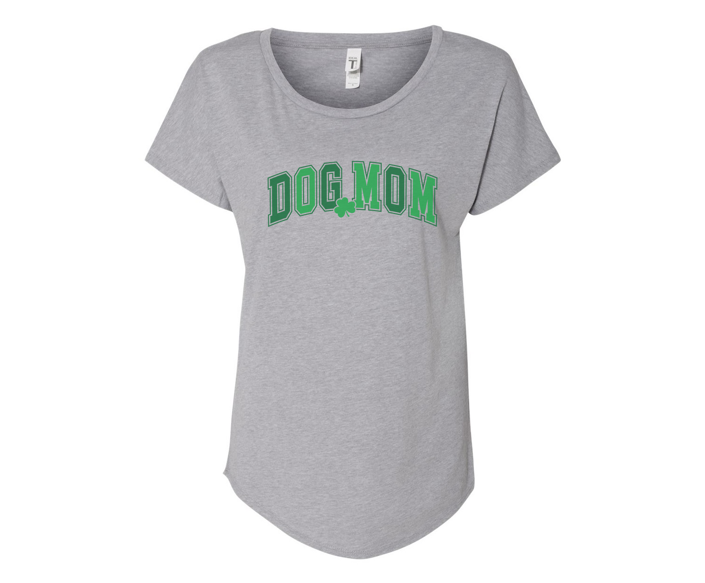 Dog Mom Irish Ladies Tee Shirt - In Grey & White