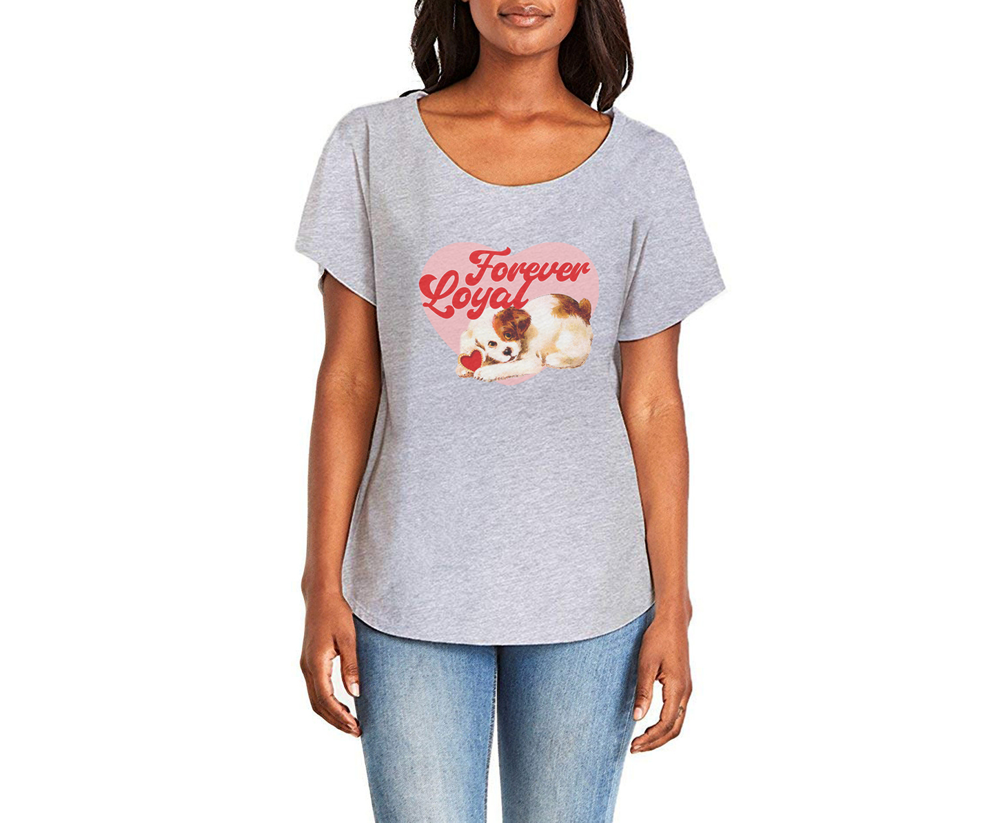 Forever Loyal Ladies Tee Shirt - In Grey & White