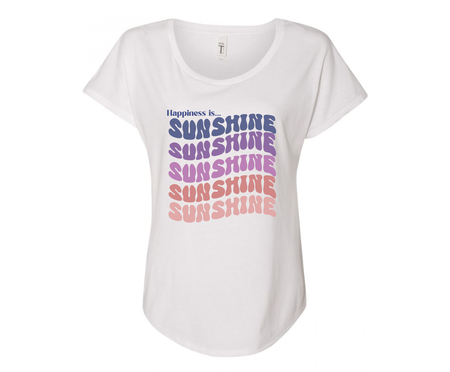Happiness is Sunshine Ladies Tee Shirt - In White & Grey