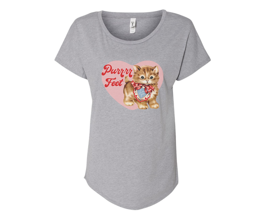 Perrrrfect Tabby Cat Ladies Tee Shirt - In Grey & White