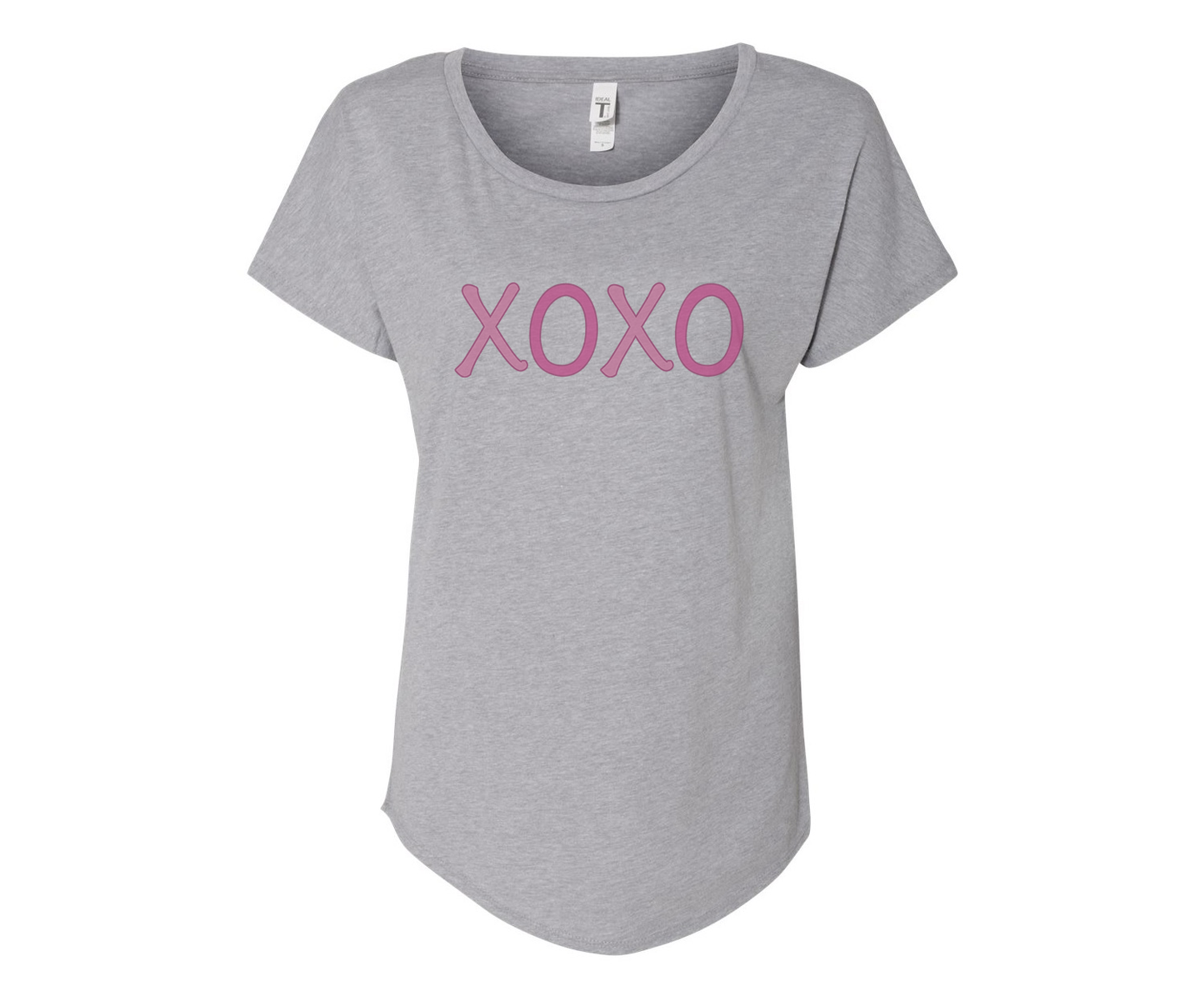 Pink XOXO Ladies Tee Shirt - In Grey & White