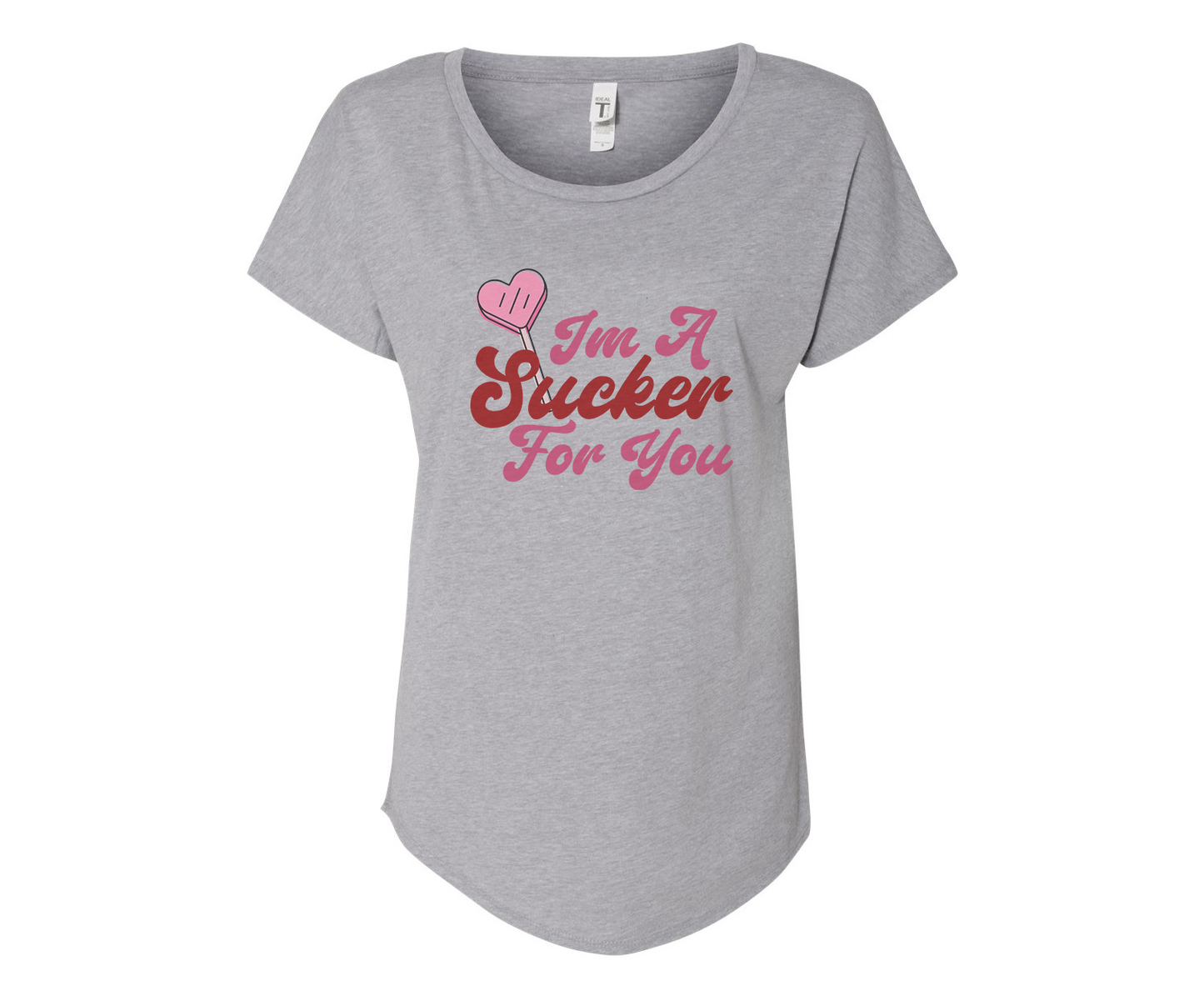 I'm A Sucker For You Ladies Tee Shirt - In Grey & White