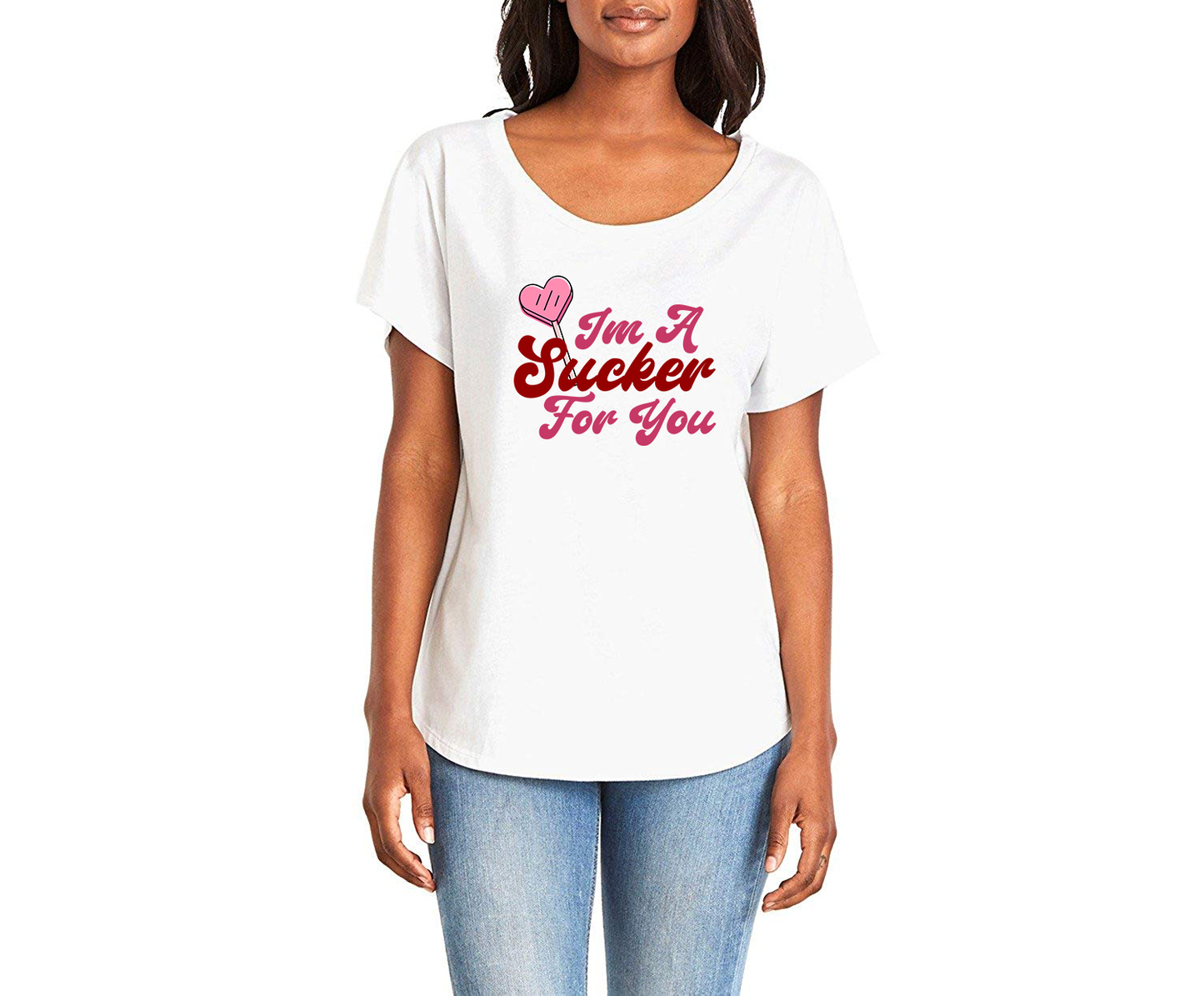 I'm A Sucker For You Ladies Tee Shirt - In Grey & White