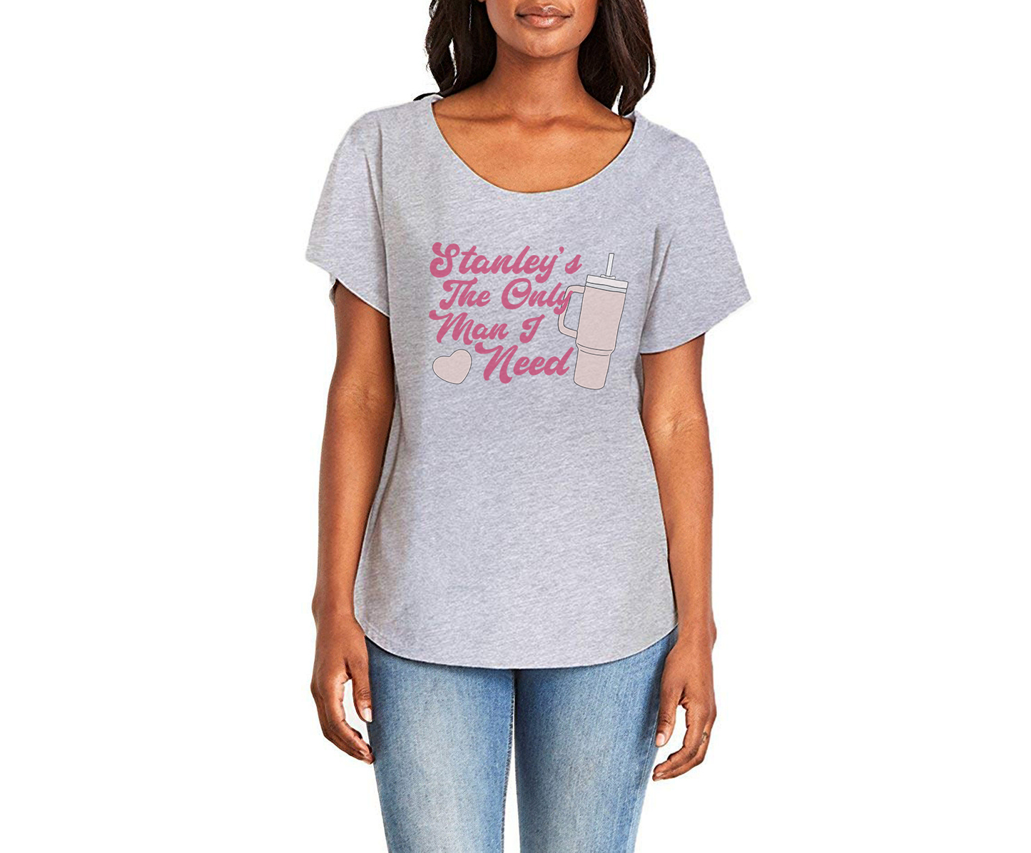 Stanley's The Only Man I Need Ladies Tee Shirt - In Grey & White
