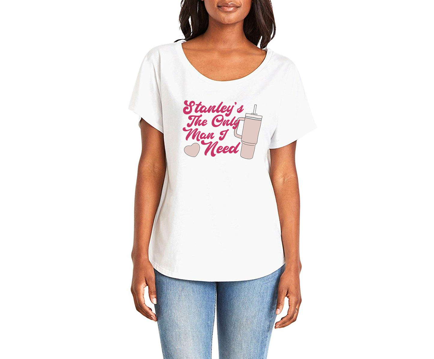 Stanley's The Only Man I Need Ladies Tee Shirt - In Grey & White