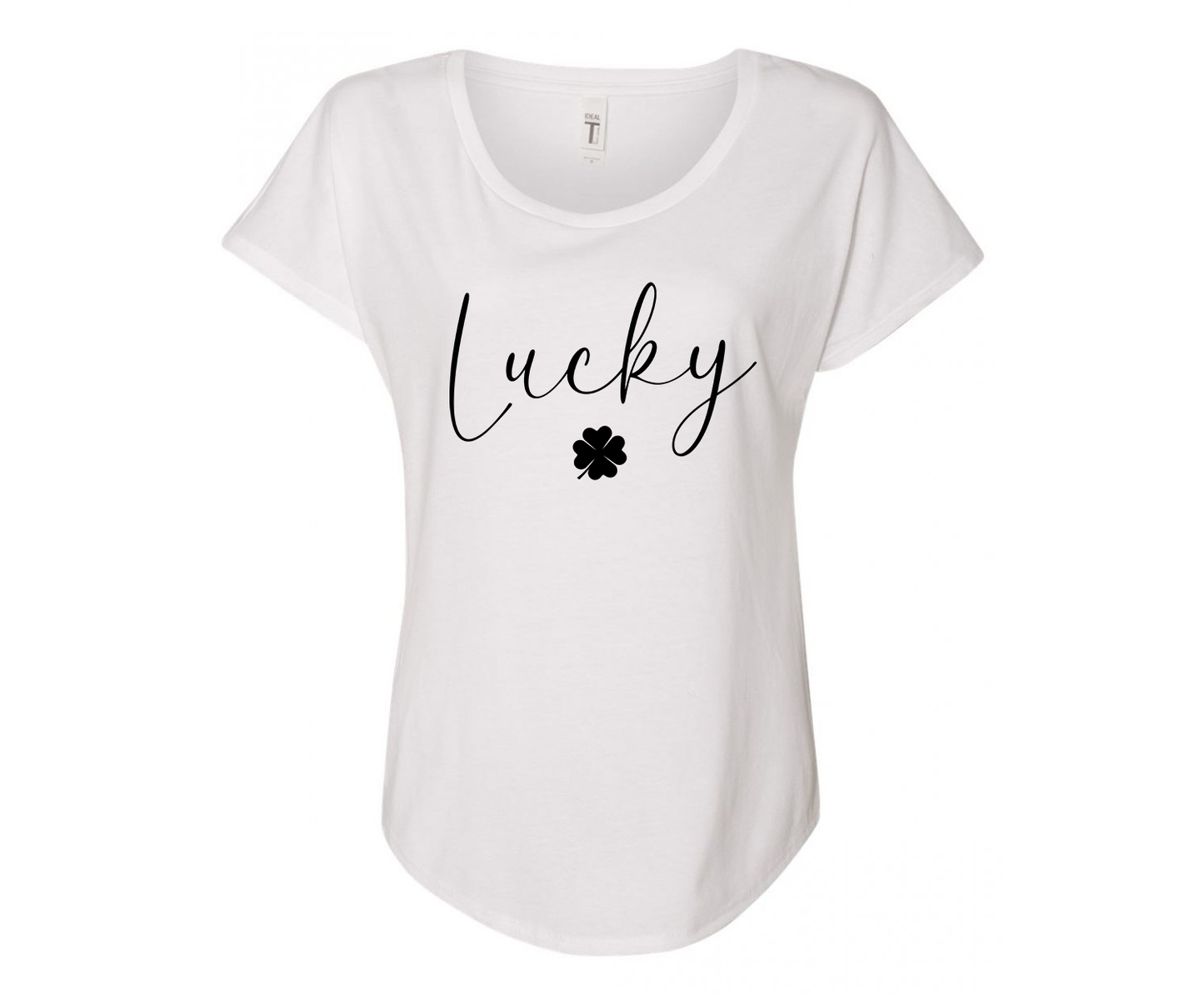 Lucky Clover Ladies Tee Shirt - In Grey & White
