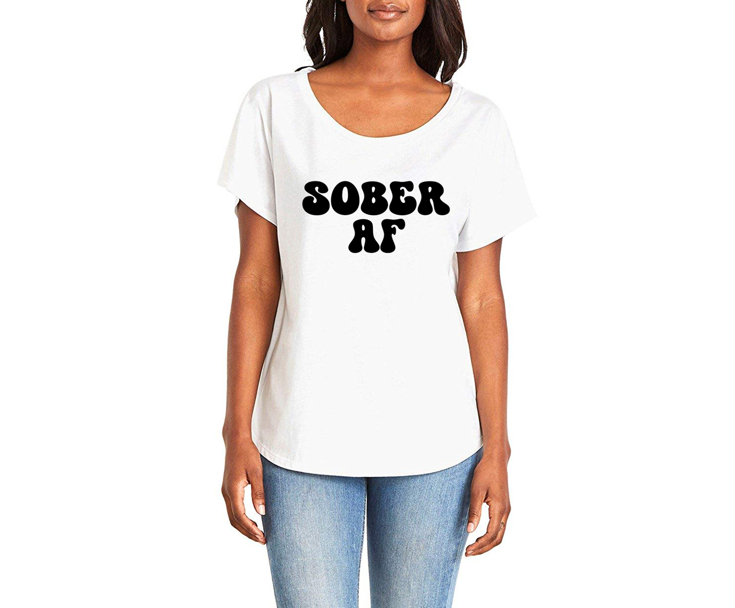 Sober AF Ladies Tee Shirt - In Grey & White