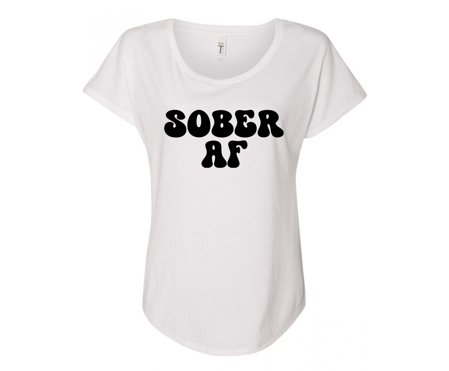 Sober AF Ladies Tee Shirt - In Grey & White