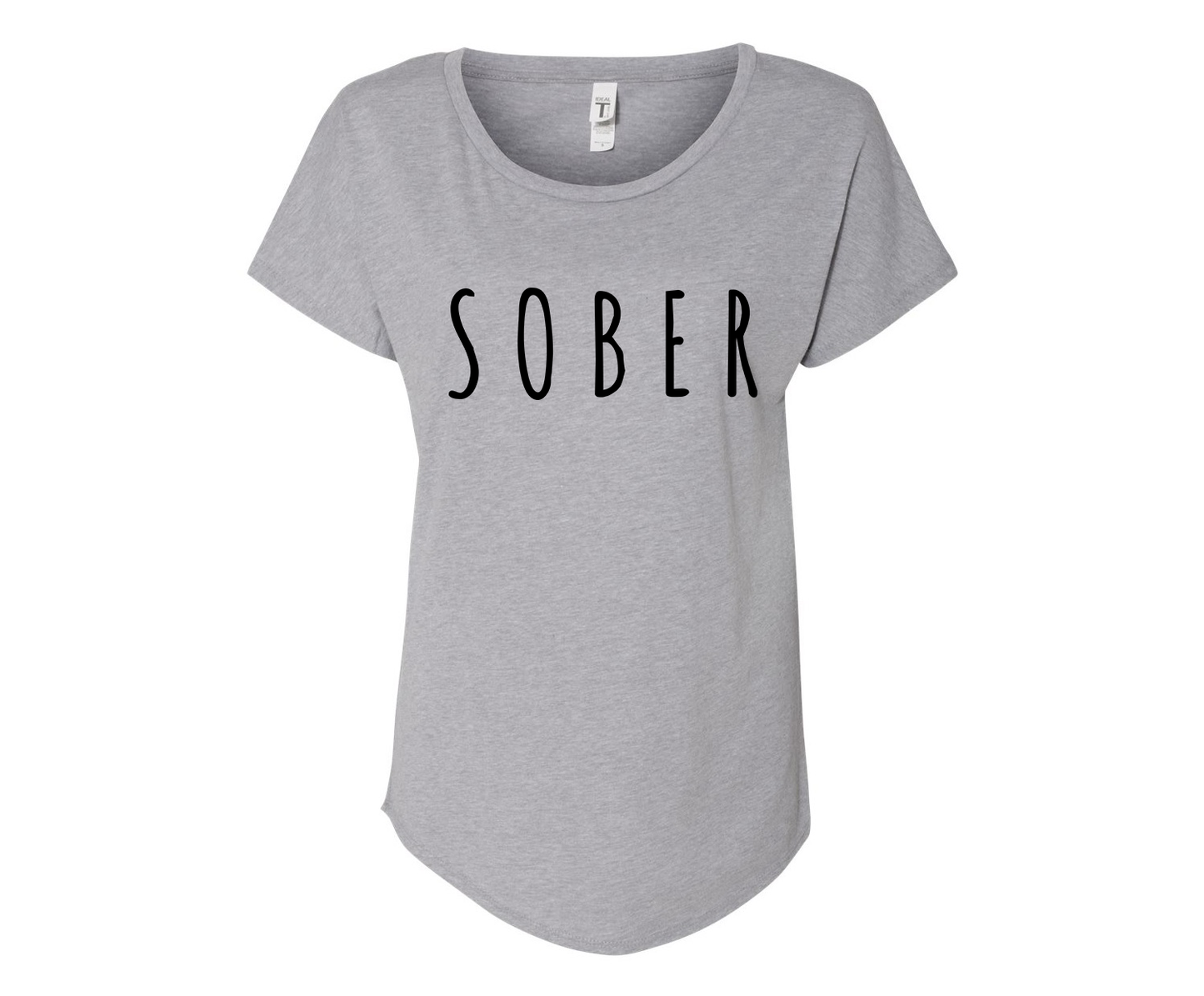 Sober Ladies Tee Shirt - In Grey & White