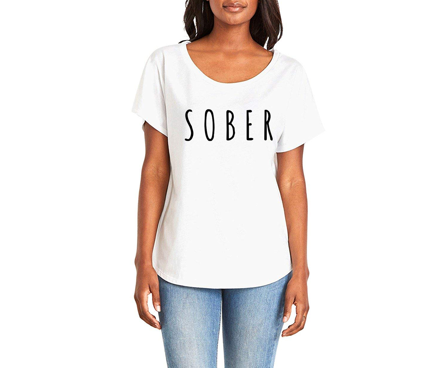 Sober Ladies Tee Shirt - In Grey & White