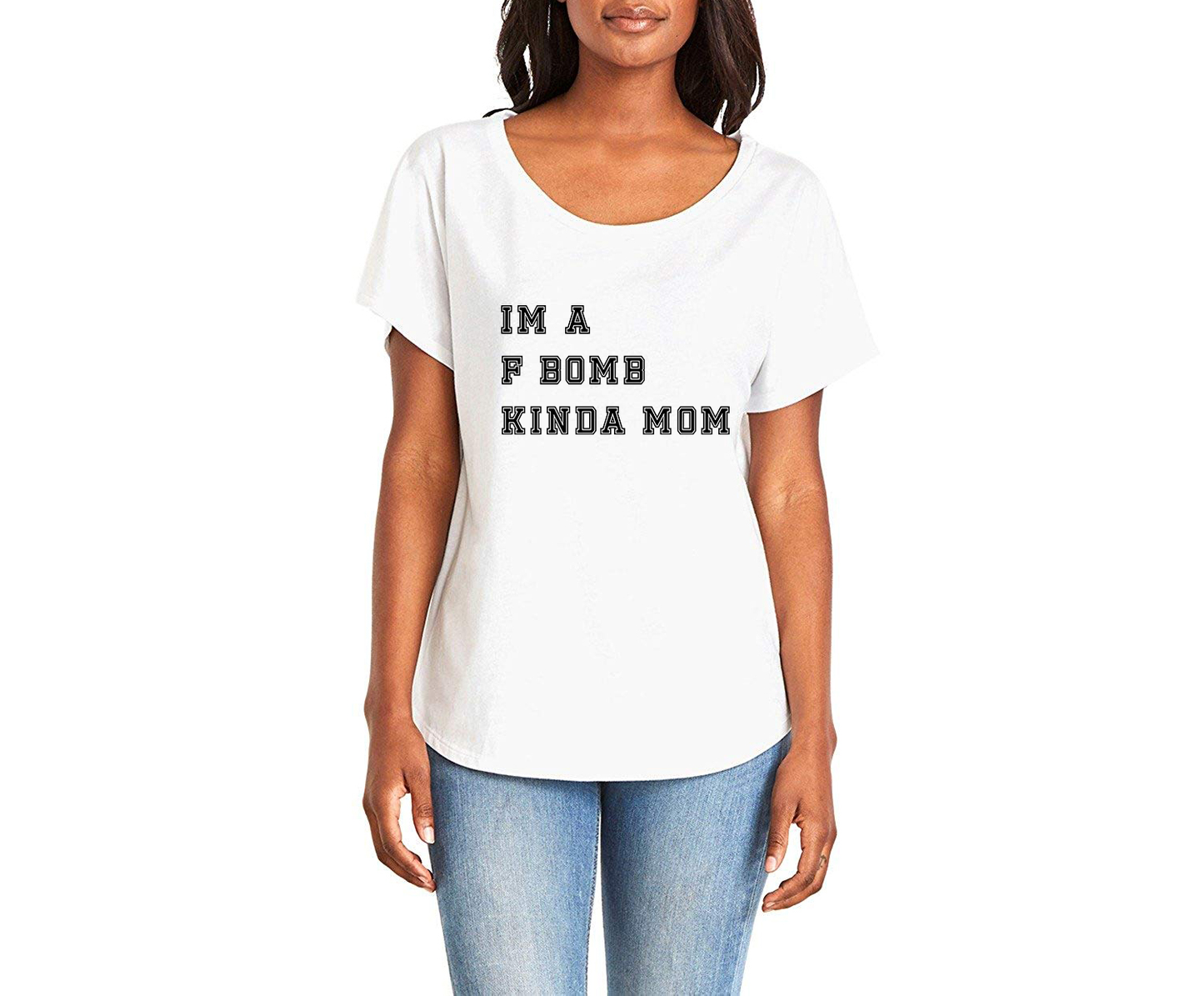 Im A F Bomb Kinda Mom Ladies Tee Shirt - In Grey & White