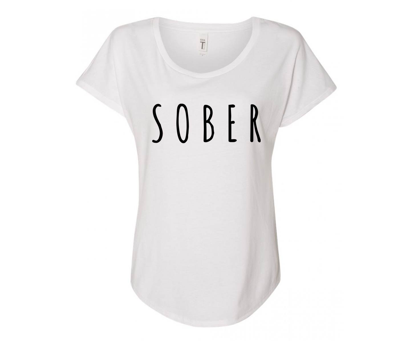 Sober Ladies Tee Shirt - In Grey & White