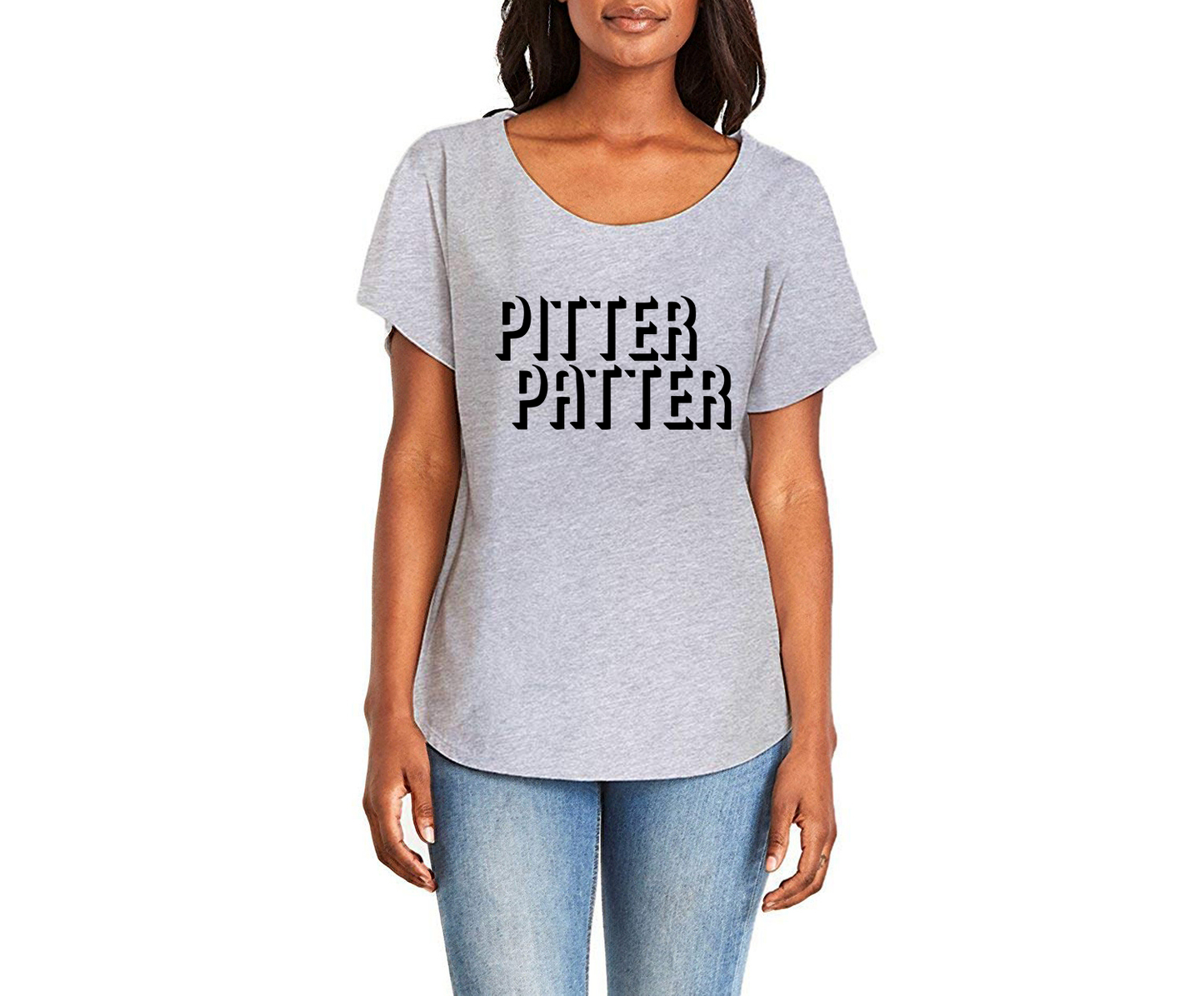 Pitter Patter Letter Kenny Ladies Tee Shirt - In Grey & White
