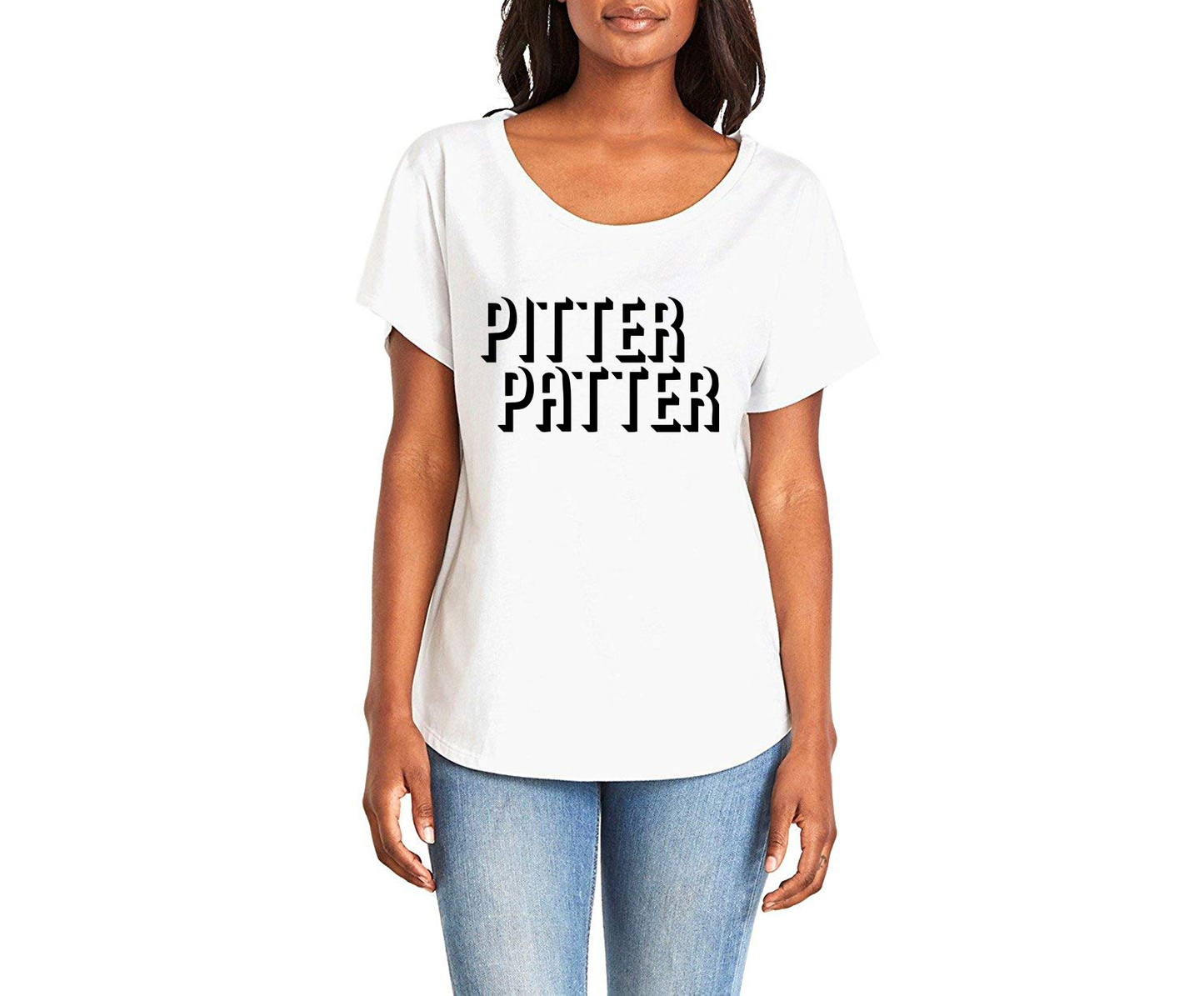 Pitter Patter Letter Kenny Ladies Tee Shirt - In Grey & White