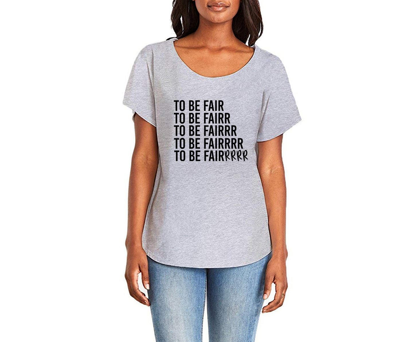 To Be Fair Letter Kenny Ladies Tee Shirt - In Grey & White