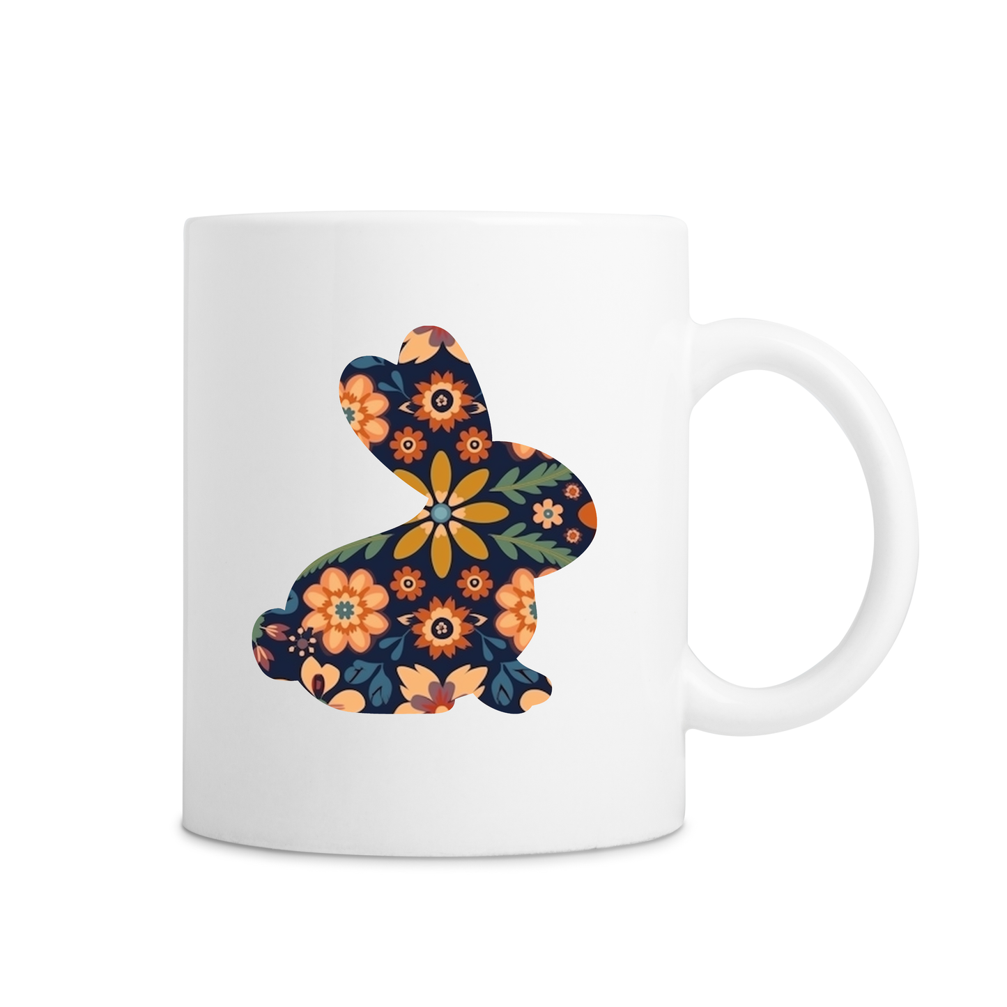 Floral Bunny Mug - White