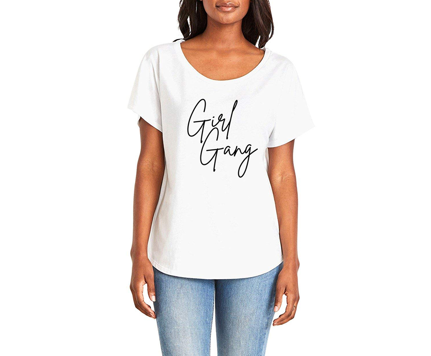 Girly Girl Gang Ladies Tee Shirt - In Grey & White