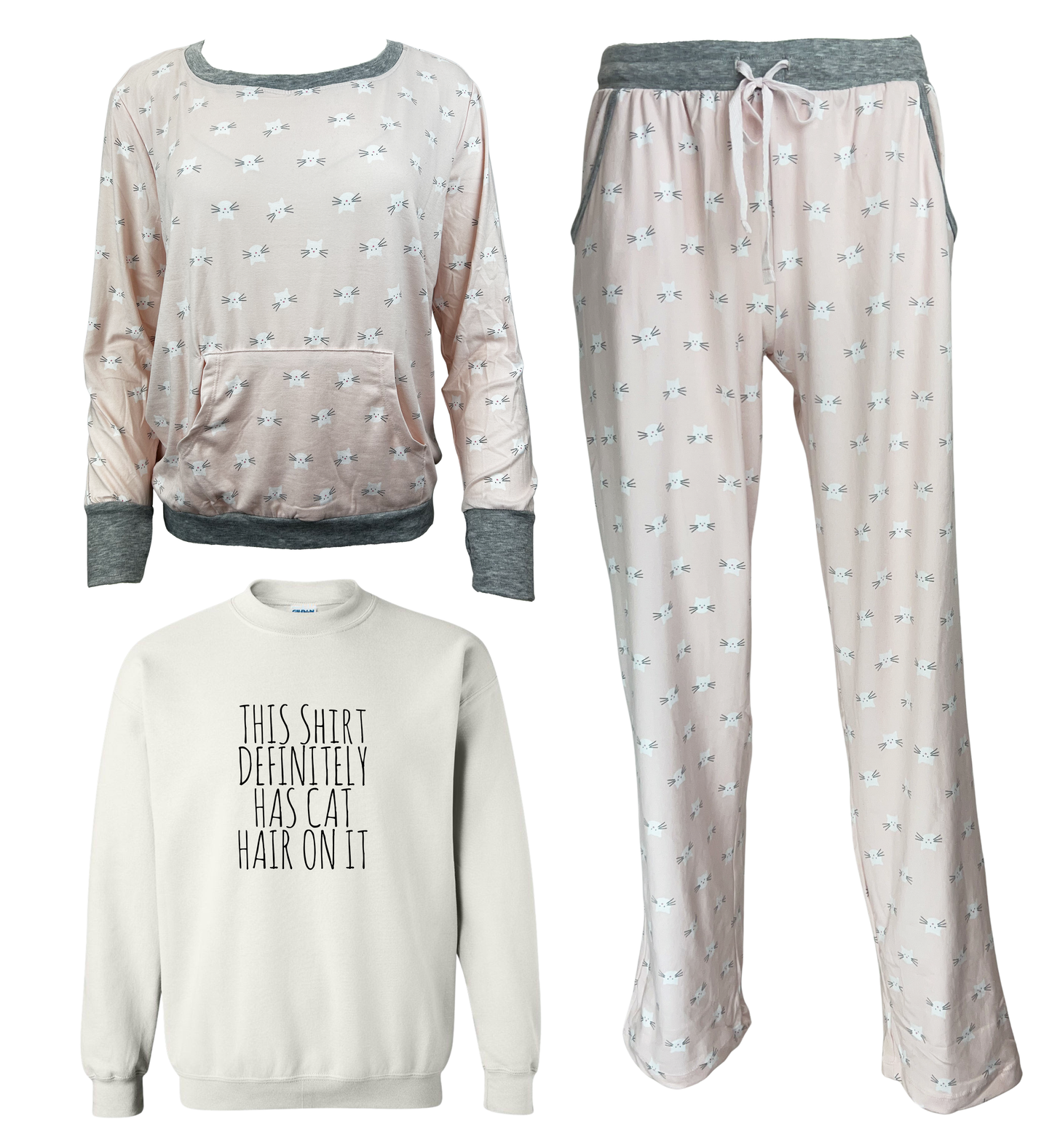 This Shirt Definitely Has Cat Hair On It Women's 3 Piece Pajama Set - In 3 Color Choices