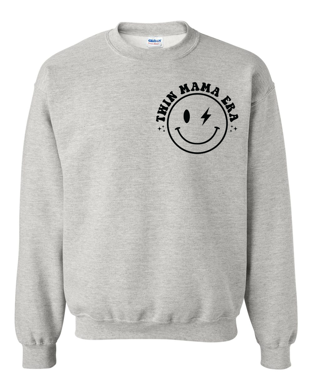 In My Twin Mama Era Crewneck Sweatshirt - In Grey & White