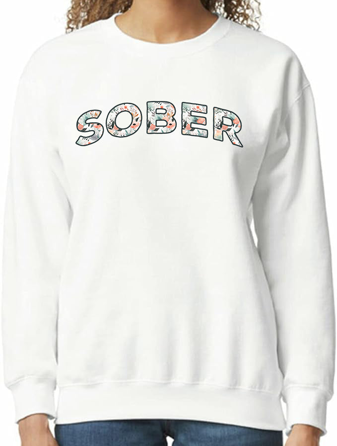 Floral Sober Crewneck Sweatshirt - White