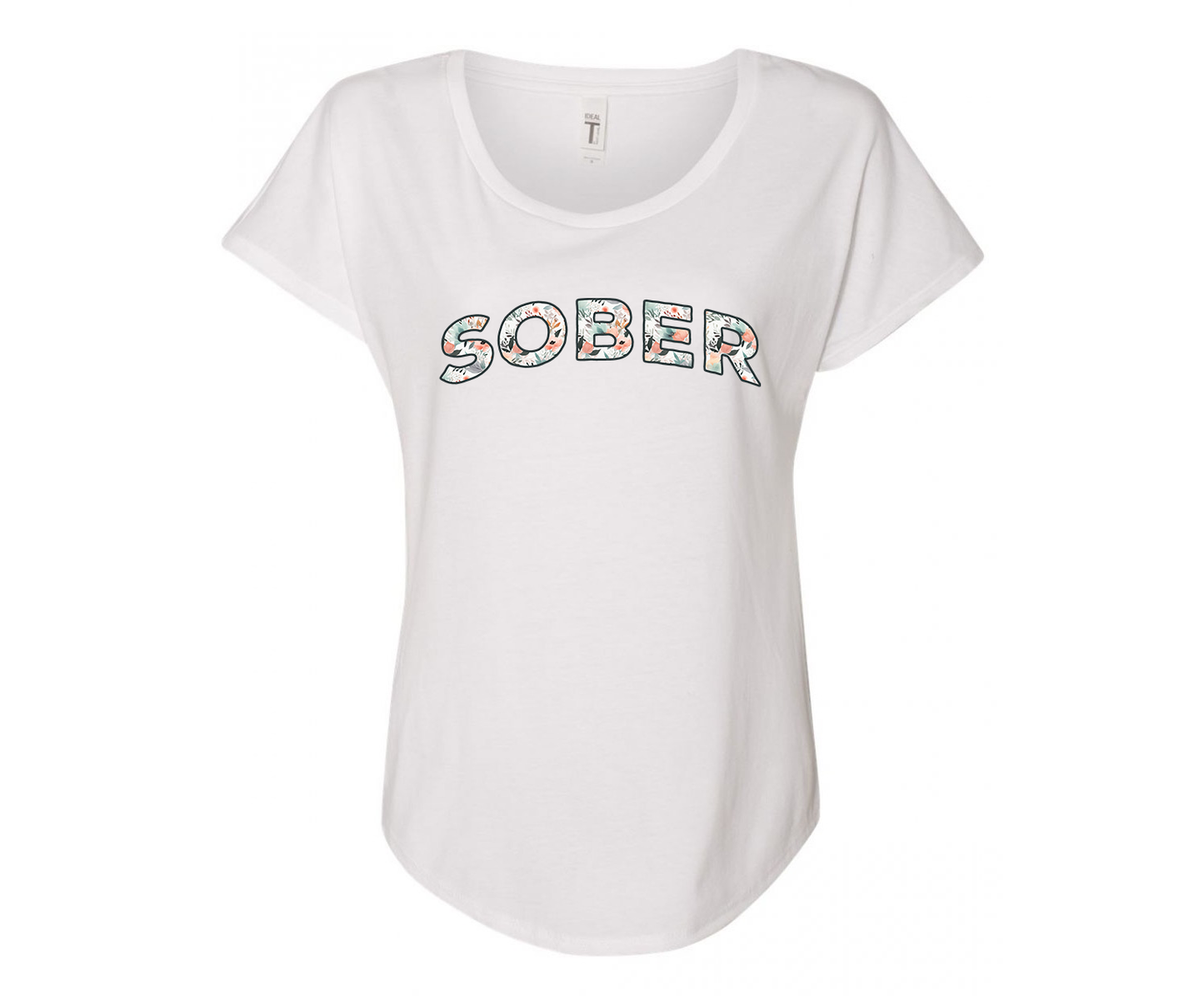 Floral Sober Ladies Tee Shirt - White