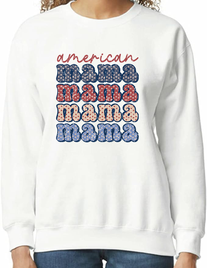 American Mama Crewneck Sweatshirt - In Grey & White