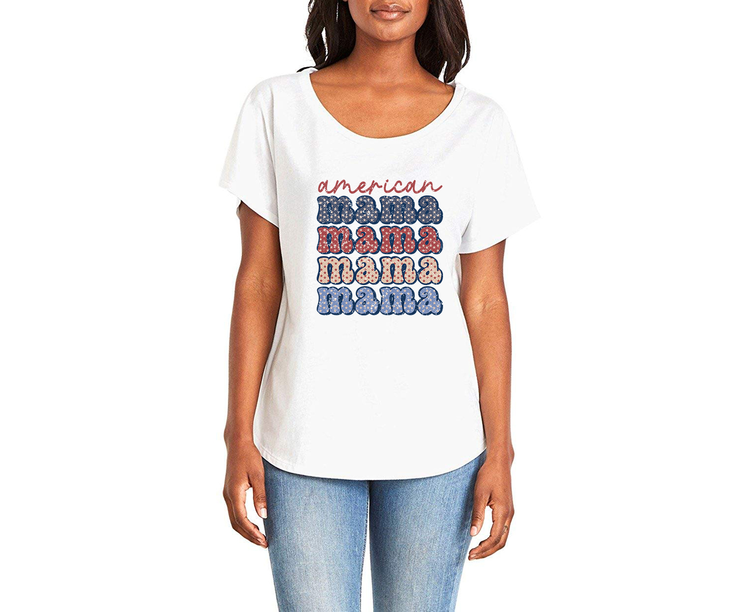 American Mama Ladies Tee Shirt - In Grey & White