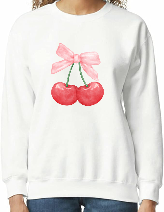 Cherry & Bow Crewneck Sweatshirt - White