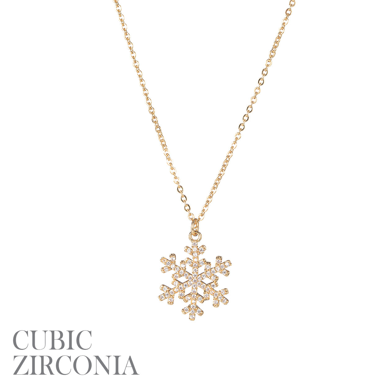 CZ Snowflake Silver Pendant Necklace - In Gold & Silver