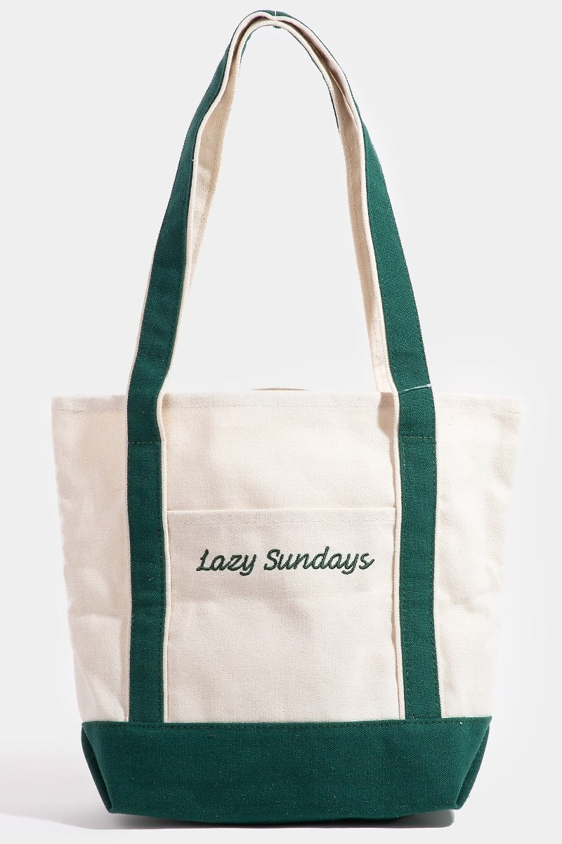 Lazy Sundays Eagles Green Tote Bag - Canvas & Forest Green