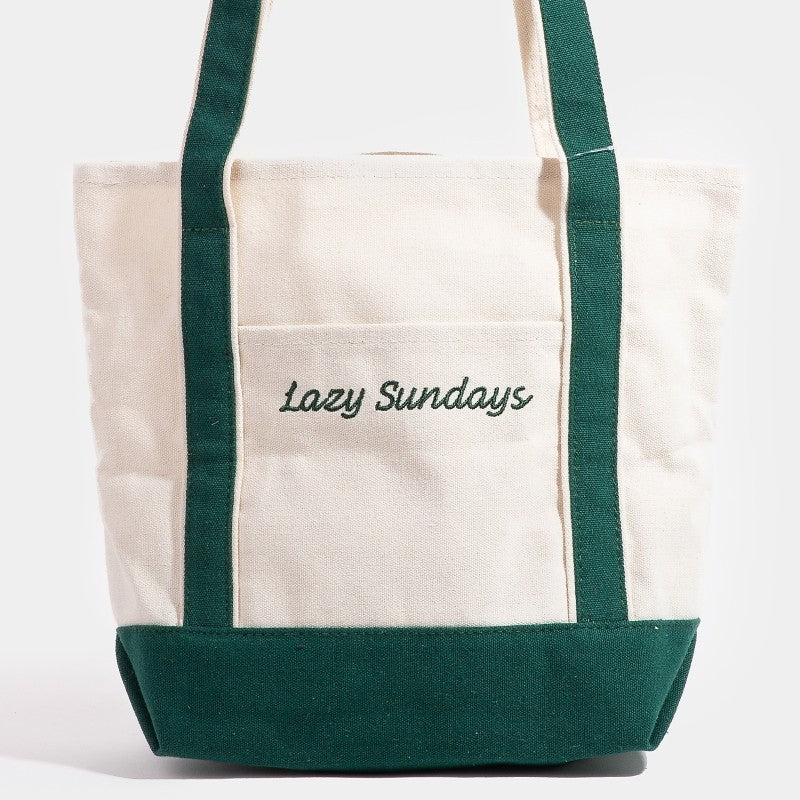 Lazy Sundays Eagles Green Tote Bag - Canvas & Forest Green