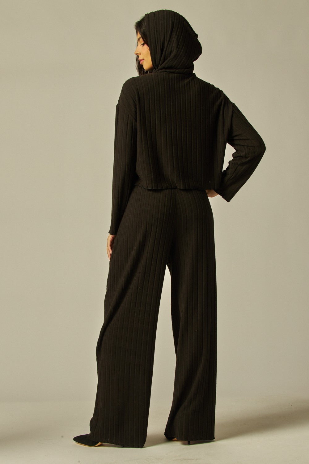 Two Piece Hooded Ribbed Lounge Set With Pockets - Available in 4 Colors