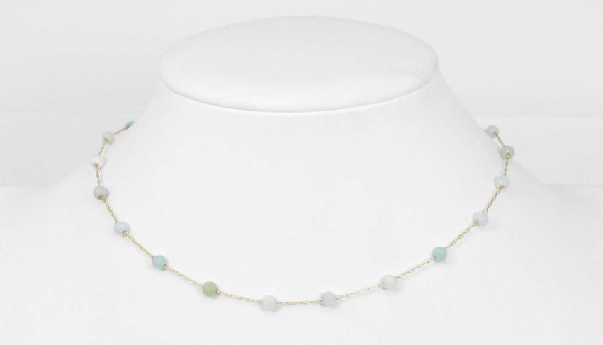 Dainty Agate Bead Gold Tone Floating Necklace - In 3 Colors